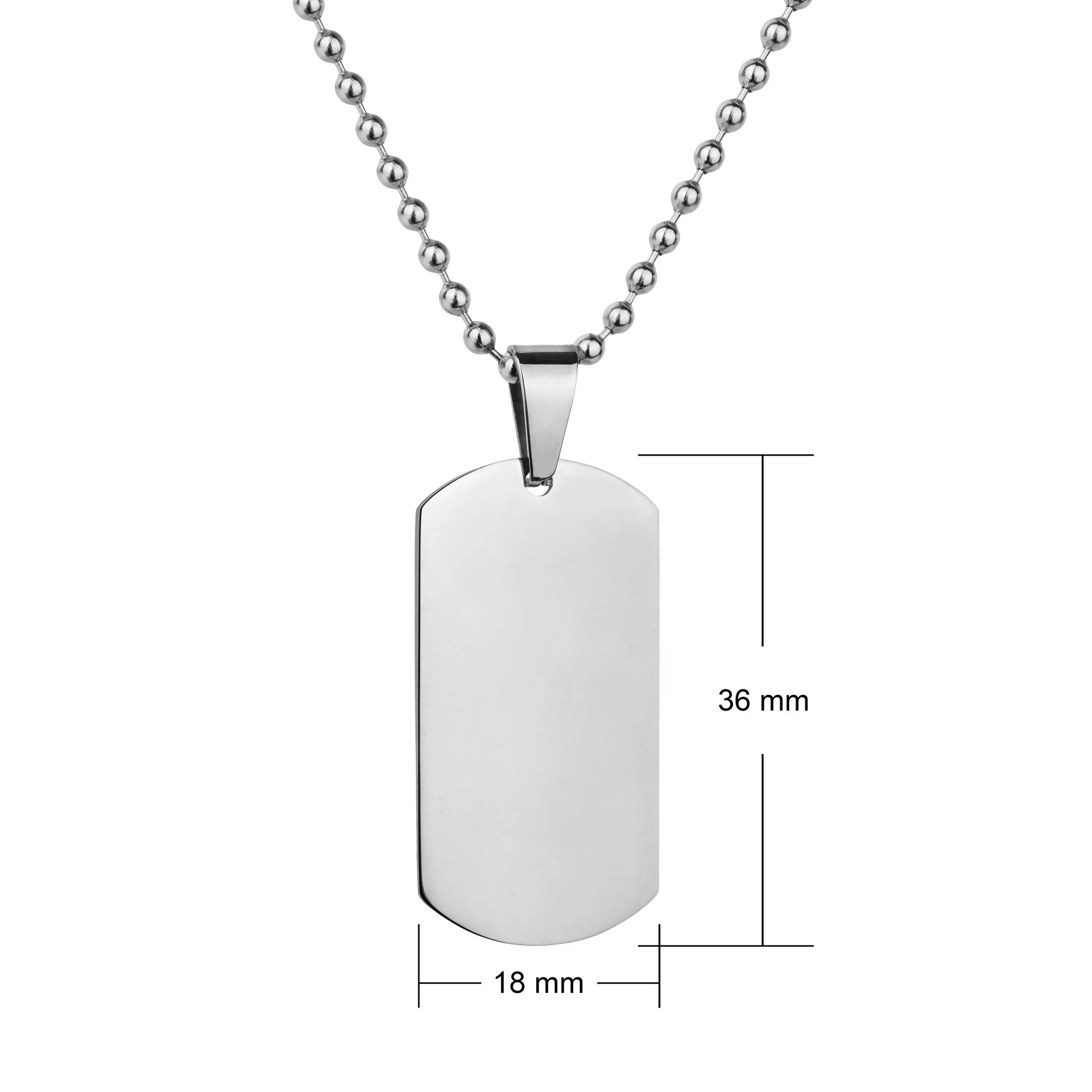 Steel Men's Dog Tag Necklace, Engraved Jewellery